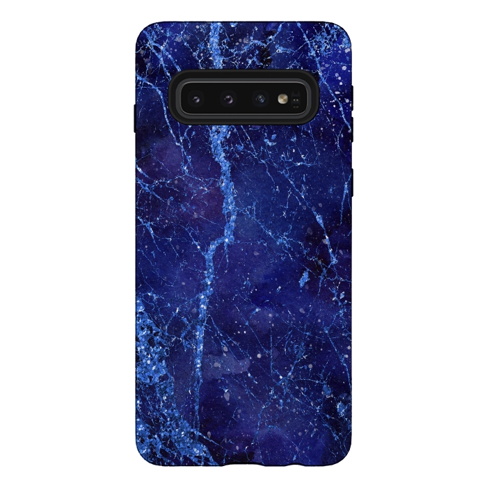 Galaxy S10 StrongFit Blue Marbled Glitter 2 by Andrea Haase