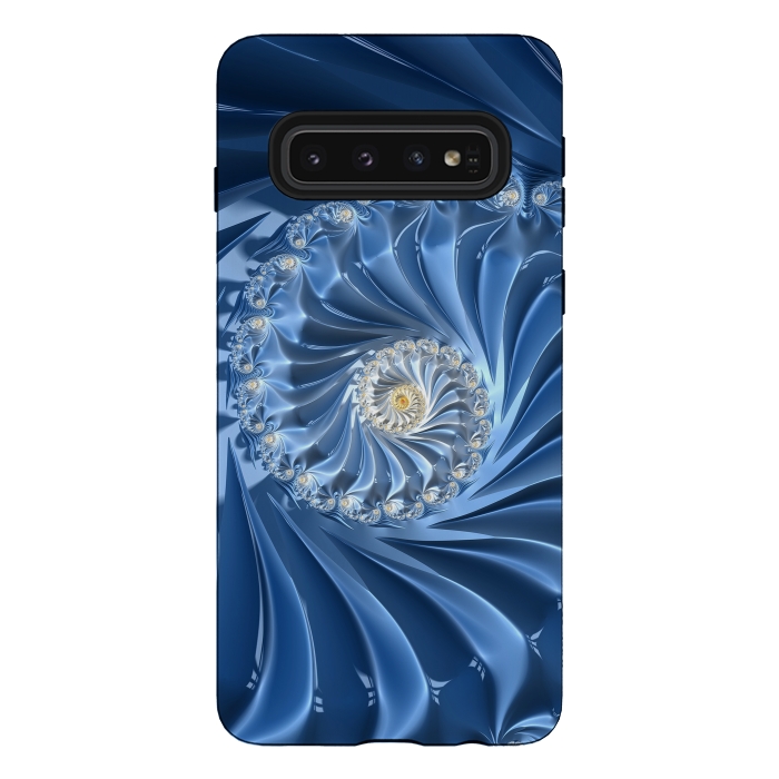 Galaxy S10 StrongFit Glamorous Blue Fractal by Andrea Haase