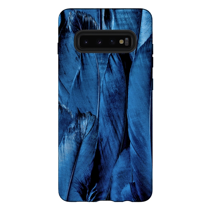 Galaxy S10 plus StrongFit Dark Blue Feathers by Andrea Haase