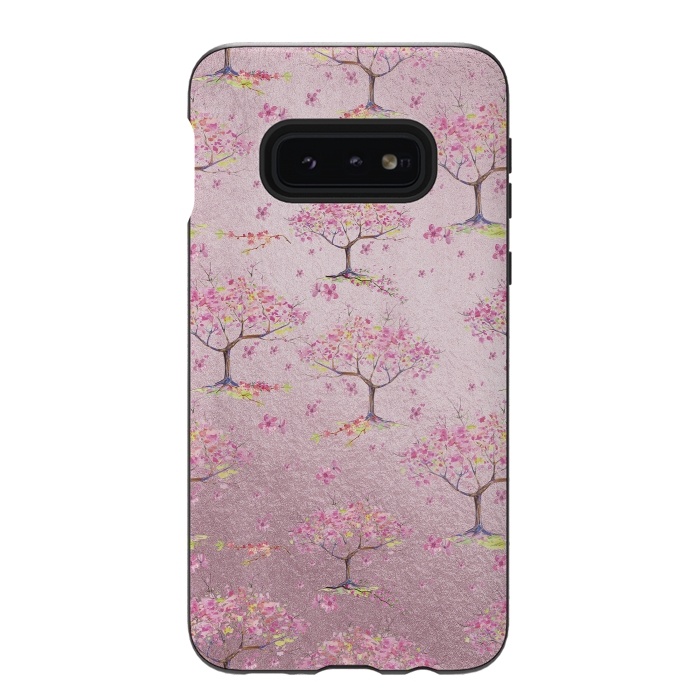 Galaxy S10e StrongFit Pink Metal Cherry Blossom Trees Pattern by  Utart
