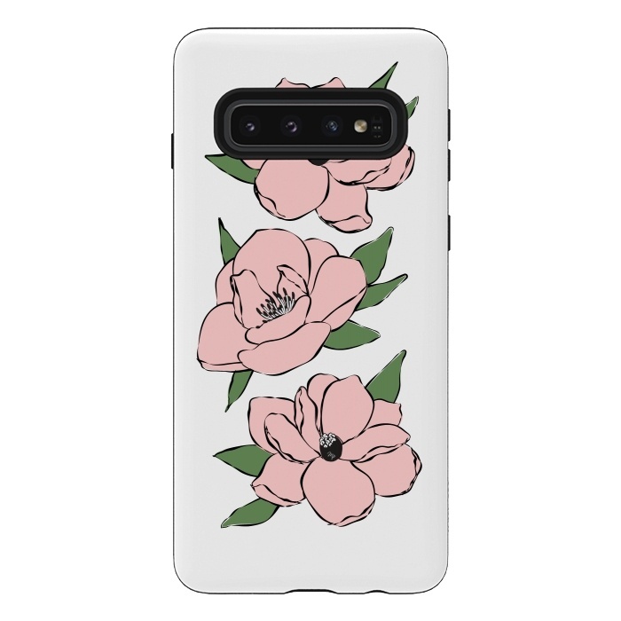 Galaxy S10 StrongFit Big Pink Flowers by Martina