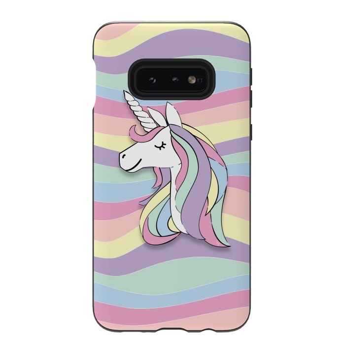 Galaxy S10e StrongFit Cute Rainbow Unicorn by Martina