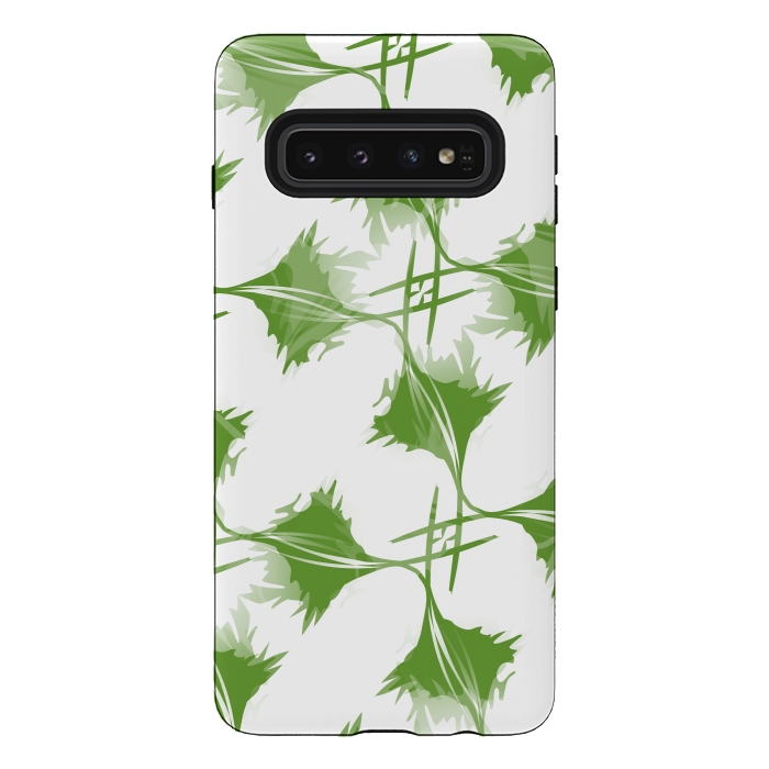 Galaxy S10 StrongFit Green Leaves by Creativeaxle