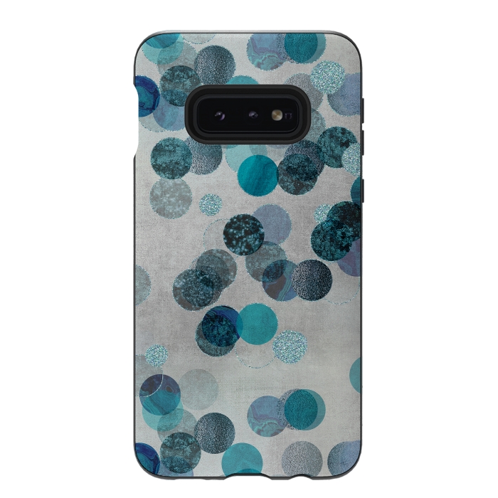 Galaxy S10e StrongFit Fancy Faux Glitter Dots In Teal And Turquoise by Andrea Haase