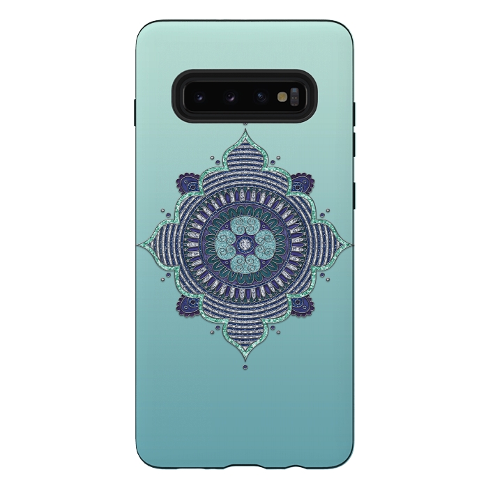 Galaxy S10 plus StrongFit Precious Turquoise Mandala Ornament by Andrea Haase