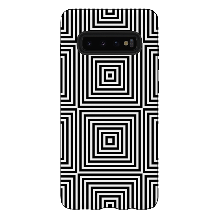 Galaxy S10 plus StrongFit Optical Illusion Black And White Squares by Andrea Haase