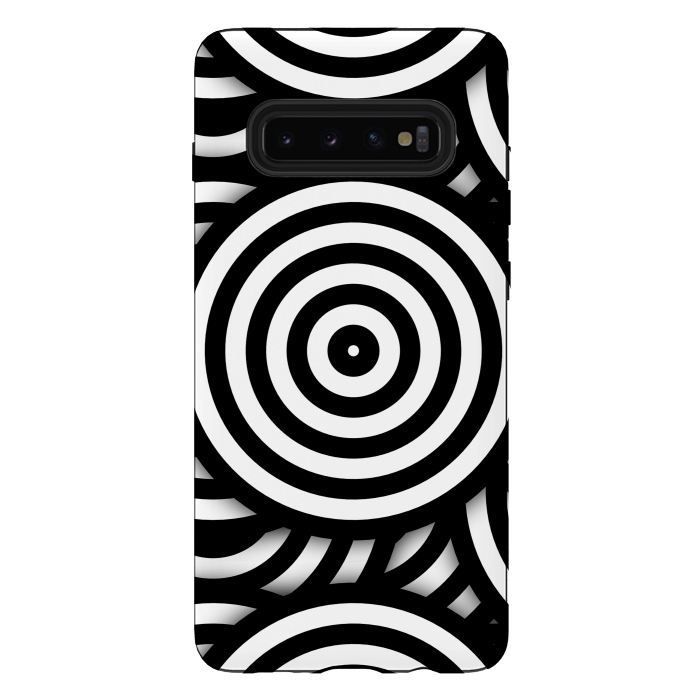 Galaxy S10 plus StrongFit Pop-Art Circle Pattern Black White 2 by Andrea Haase
