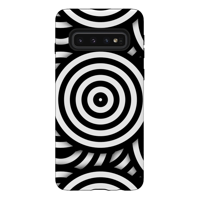 Galaxy S10 StrongFit Pop-Art Circle Pattern Black White 2 by Andrea Haase