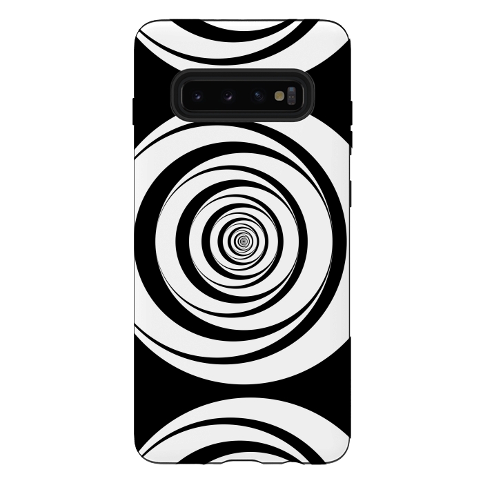 Galaxy S10 plus StrongFit Concentric Circles Pop-Art Black White 2 by Andrea Haase