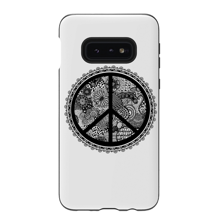 Galaxy S10e StrongFit Zen Doodle Peace Symbol by Andrea Haase