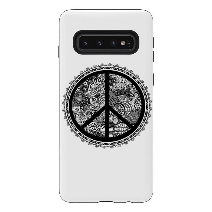 Galaxy S10 StrongFit Zen Doodle Peace Symbol by Andrea Haase