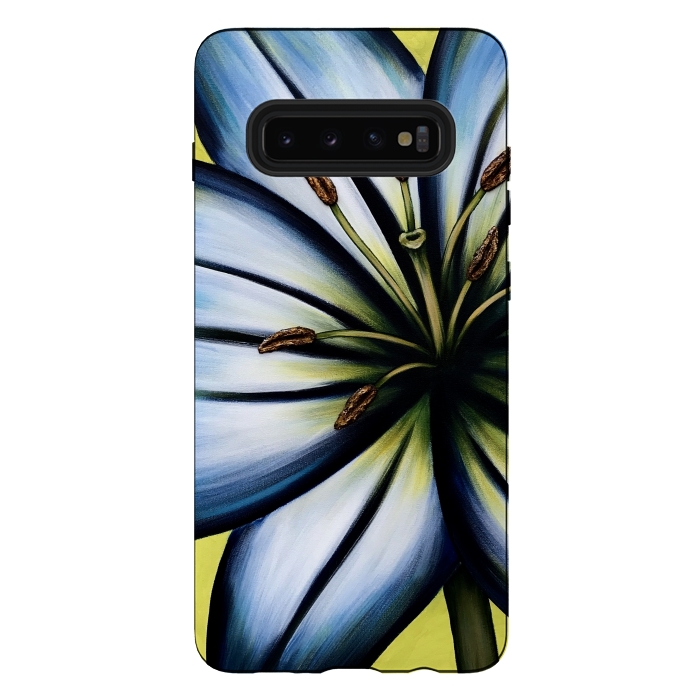 Galaxy S10 plus StrongFit Blue Lily by Denise Cassidy Wood