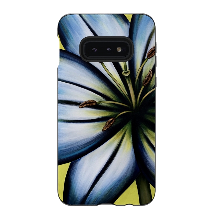 Galaxy S10e StrongFit Blue Lily by Denise Cassidy Wood