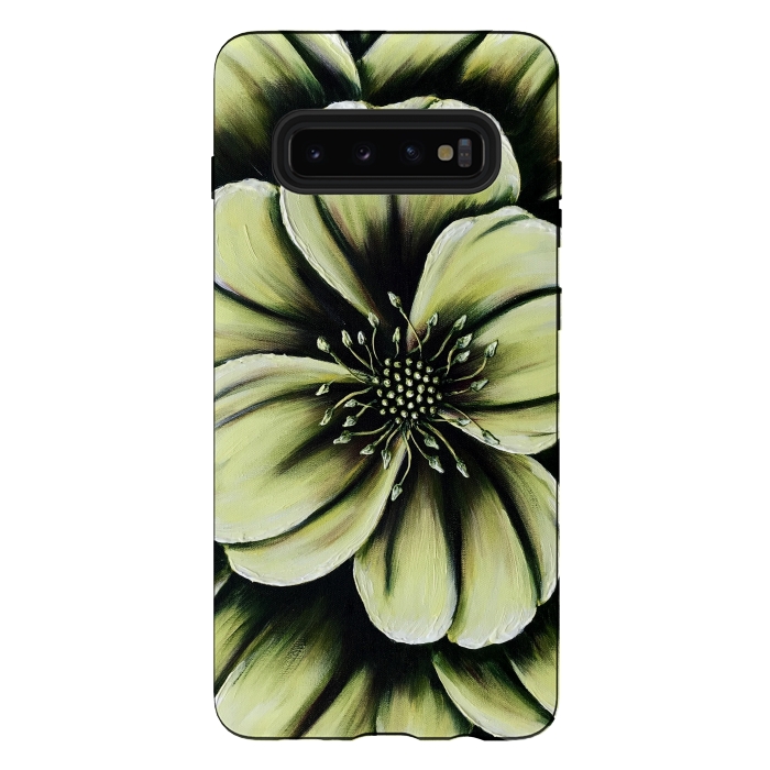 Galaxy S10 plus StrongFit Green Flower by Denise Cassidy Wood