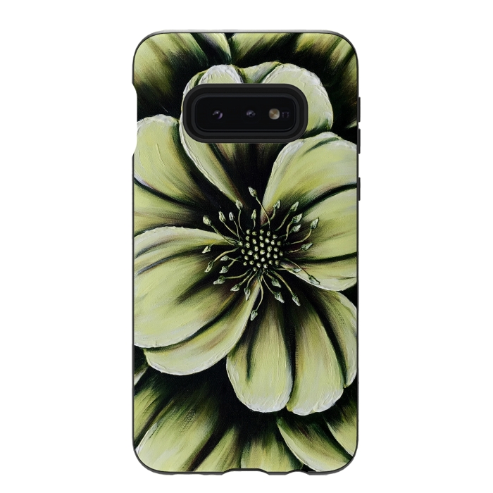 Galaxy S10e StrongFit Green Flower by Denise Cassidy Wood