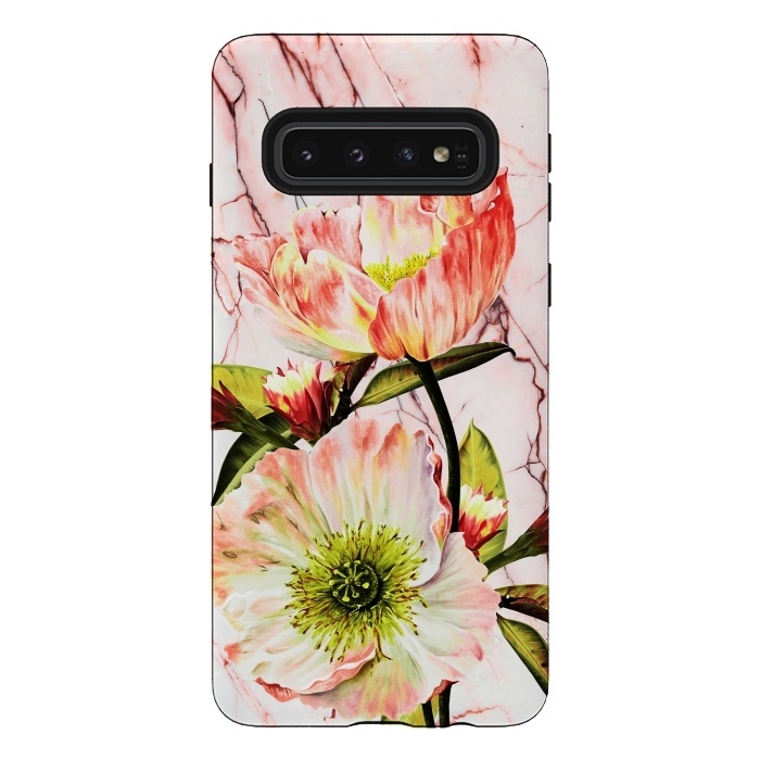 Galaxy S10 StrongFit Flowering on pink marble by Mmartabc