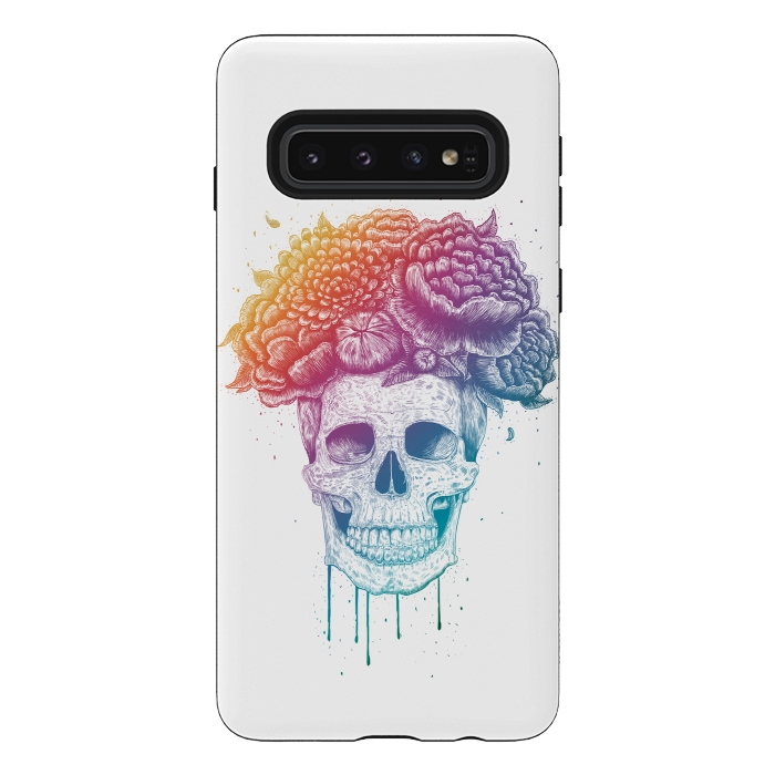 Galaxy S10 StrongFit Colorful skull with flowers by kodamorkovkart