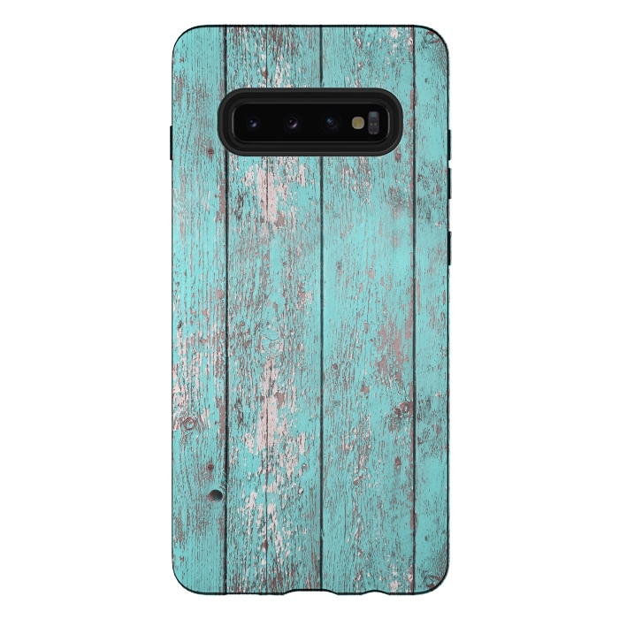 Galaxy S10 plus StrongFit Old Board Wall With Flaked Paint by Andrea Haase