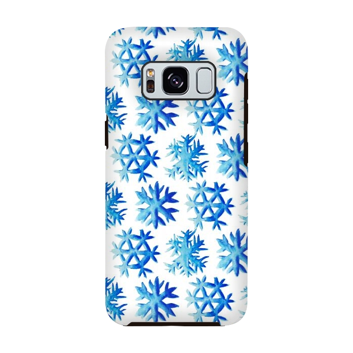 Galaxy S8 StrongFit Blue Watercolor Snowflake Pattern by Boriana Giormova
