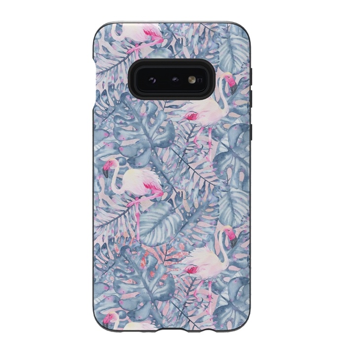 Galaxy S10e StrongFit Pink and Blue Flamingo Summer  by  Utart
