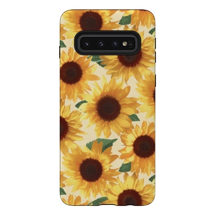 Galaxy S10 StrongFit Happy Yellow Sunflowers by Micklyn Le Feuvre