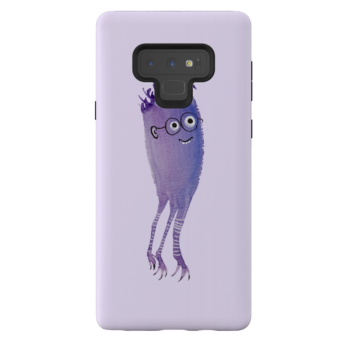 Galaxy Note 9 StrongFit Geek Jellyfish Funny Monster With Glasses Watercolor by Boriana Giormova