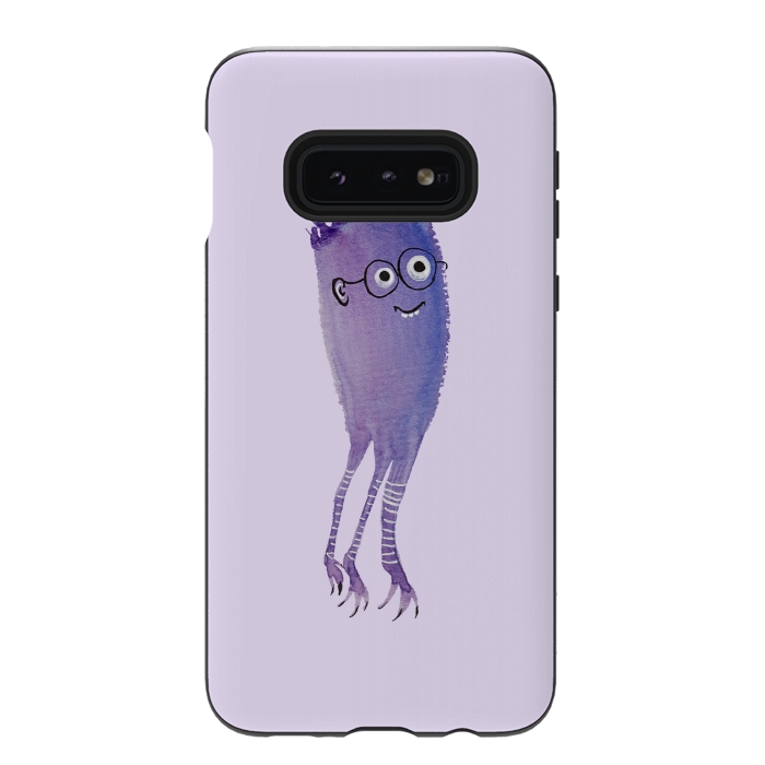 Galaxy S10e StrongFit Geek Jellyfish Funny Monster With Glasses Watercolor by Boriana Giormova