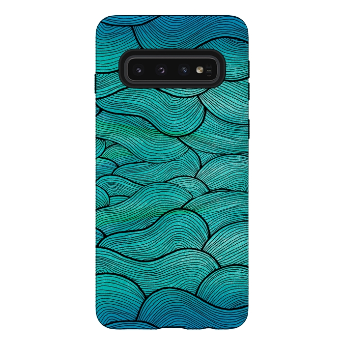 Galaxy S10 StrongFit sea waves by Pom Graphic Design