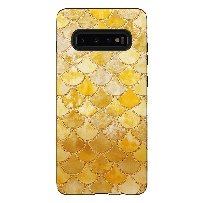 Galaxy S10 plus StrongFit Gold Watercolor Mermaid Scales by  Utart