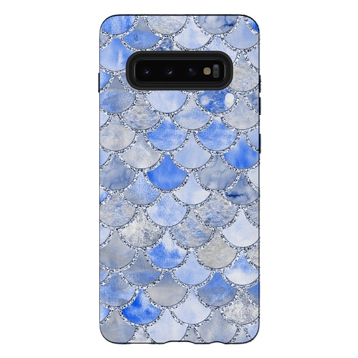 Galaxy S10 plus StrongFit Blue and Silver Mermaid Scales by  Utart
