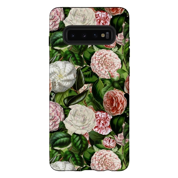 Galaxy S10 plus StrongFit Victorian Vintage Camellia Pattern by  Utart