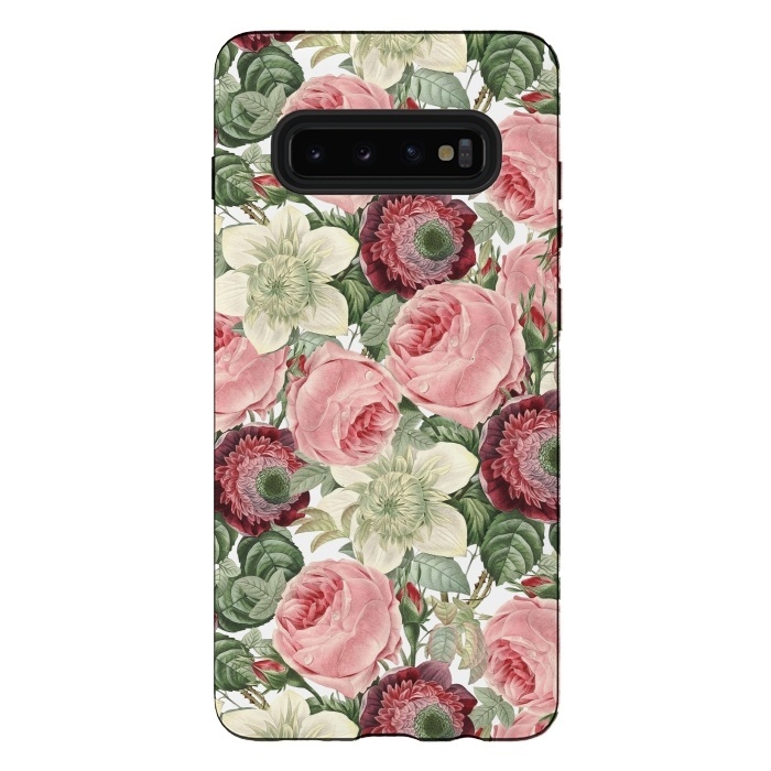 Galaxy S10 plus StrongFit Pastel Vintage Roses Pattern by  Utart