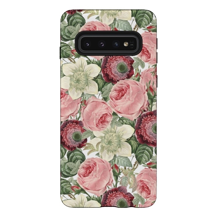 Galaxy S10 StrongFit Pastel Vintage Roses Pattern by  Utart