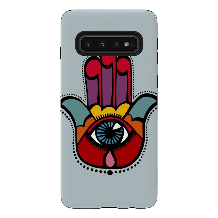 Galaxy S10 StrongFit Pop Hamsa over Blue by Majoih