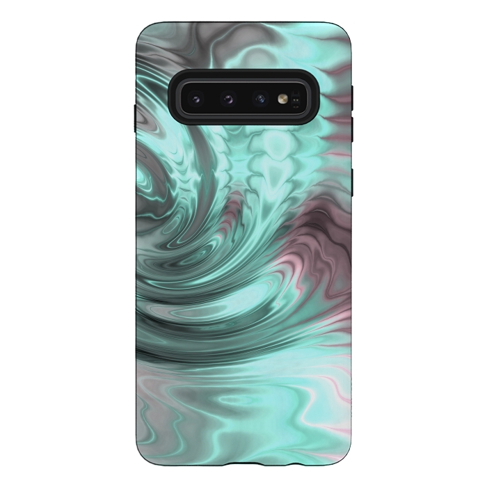 Galaxy S10 StrongFit Abstract Fractal Teal Pink 2 by Andrea Haase