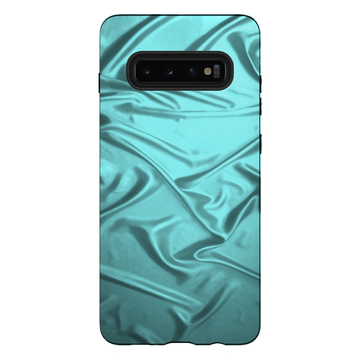Galaxy S10 plus StrongFit Shimmering Teal Satin by Andrea Haase