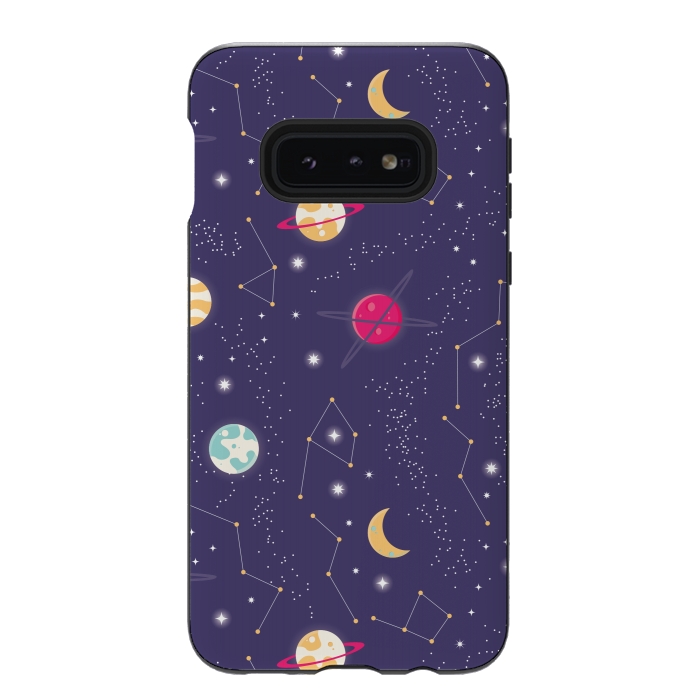 Galaxy S10e StrongFit Universe with planets and stars seamless pattern, cosmos starry night sky 006 by Jelena Obradovic