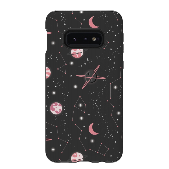 Galaxy S10e StrongFit Universe with planets and stars seamless pattern, cosmos starry night sky 007 by Jelena Obradovic