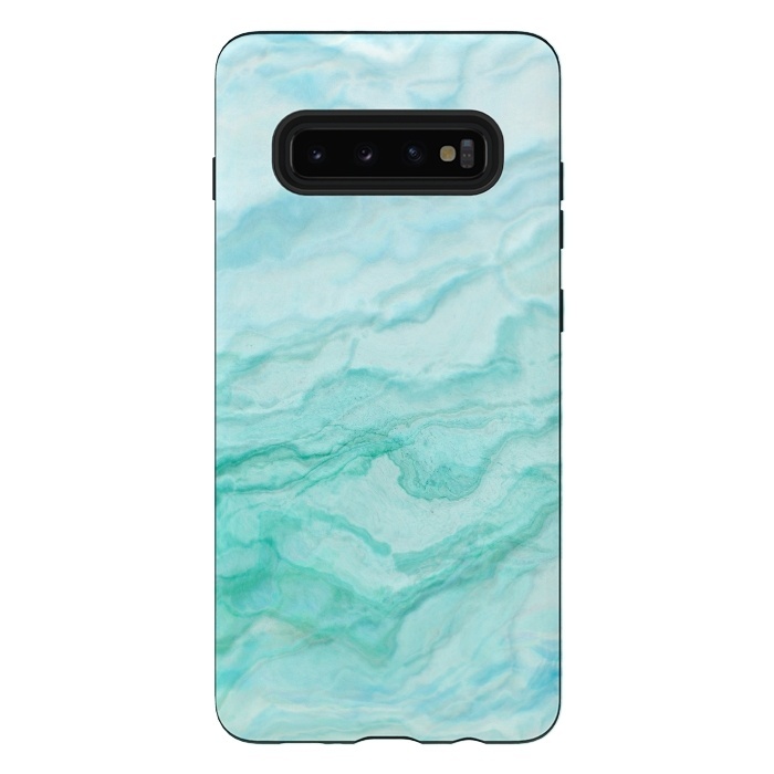 Galaxy S10 plus StrongFit Teal and Turquoise Marble Ink by  Utart