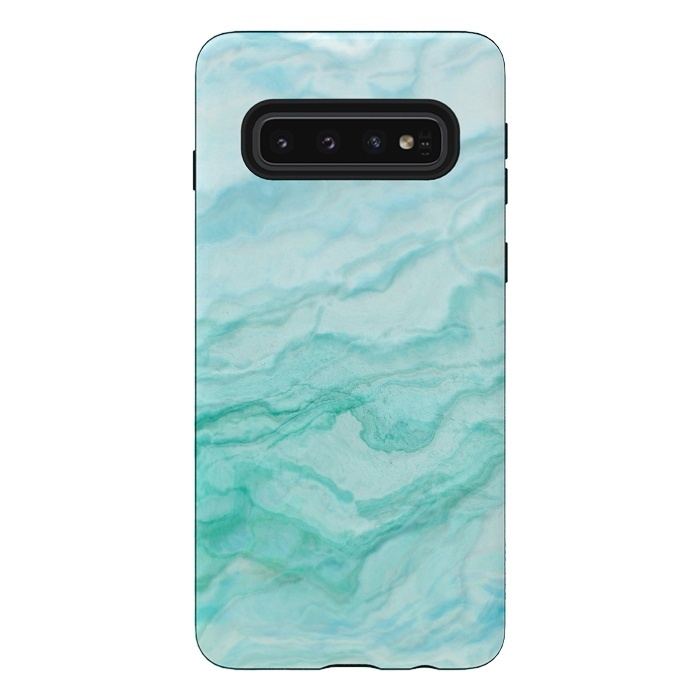 Galaxy S10 StrongFit Teal and Turquoise Marble Ink by  Utart