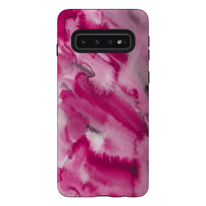 Galaxy S10 StrongFit Pink and Grey Ink Marble Texture  by  Utart