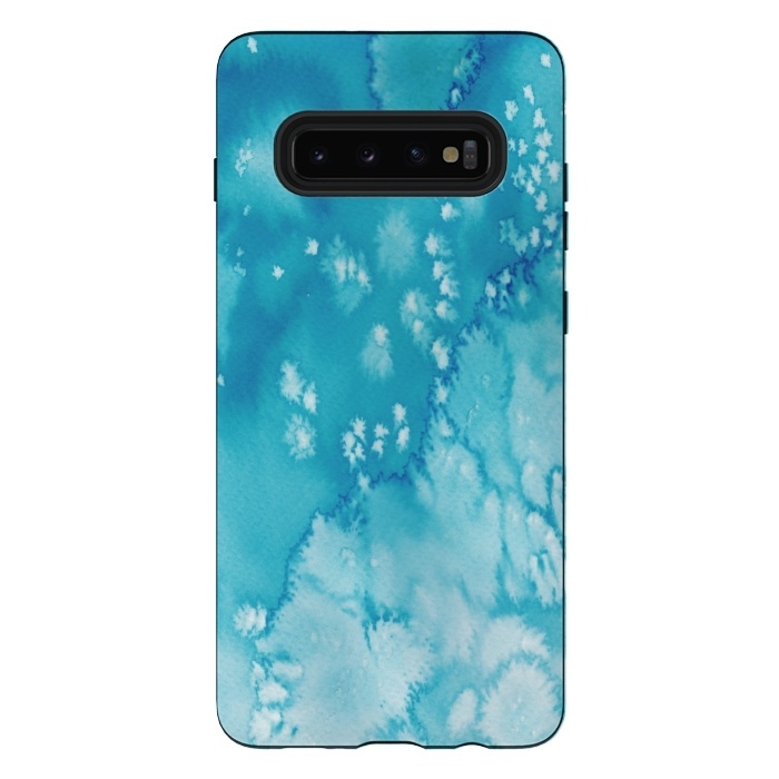 Galaxy S10 plus StrongFit Blue Watercolor Ink Texture by  Utart