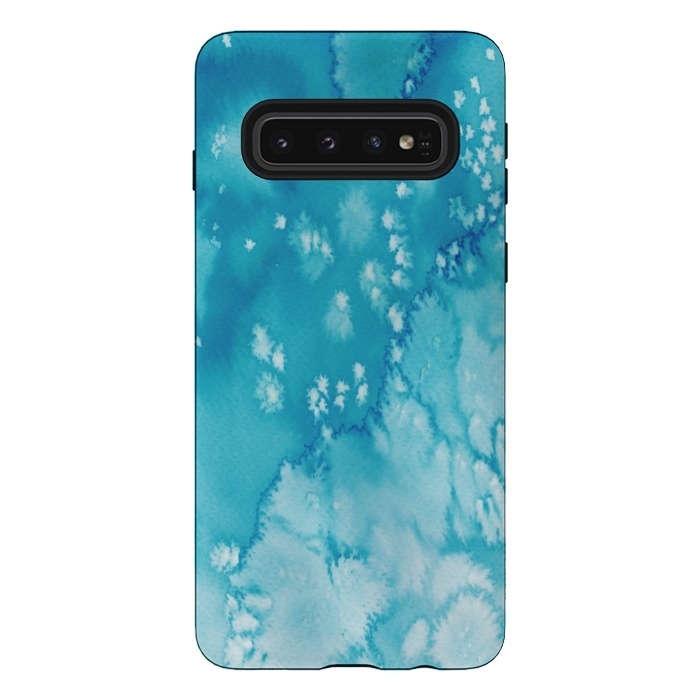 Galaxy S10 StrongFit Blue Watercolor Ink Texture by  Utart