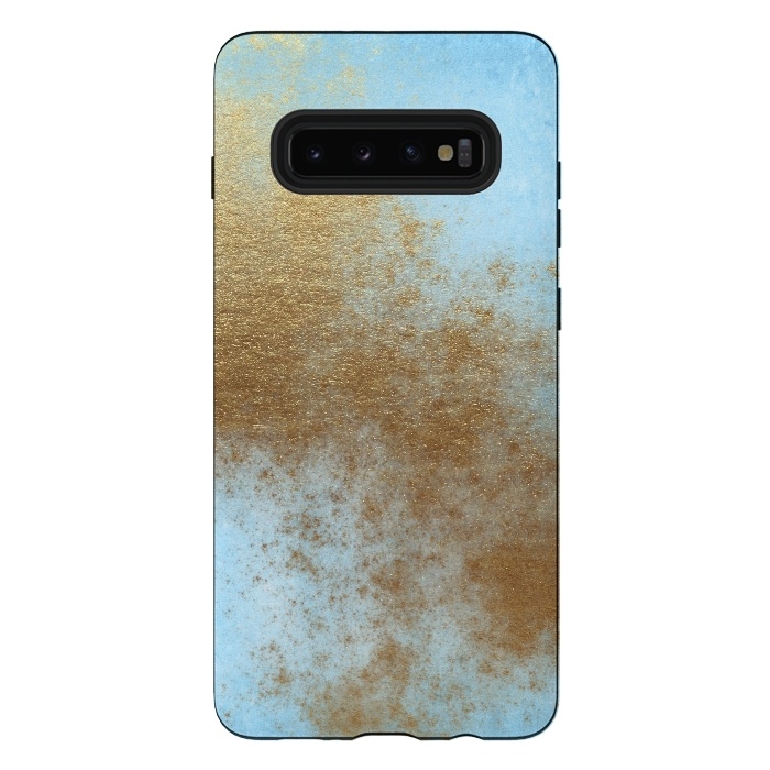 Galaxy S10 plus StrongFit Gold Metal and Teal Texture by  Utart