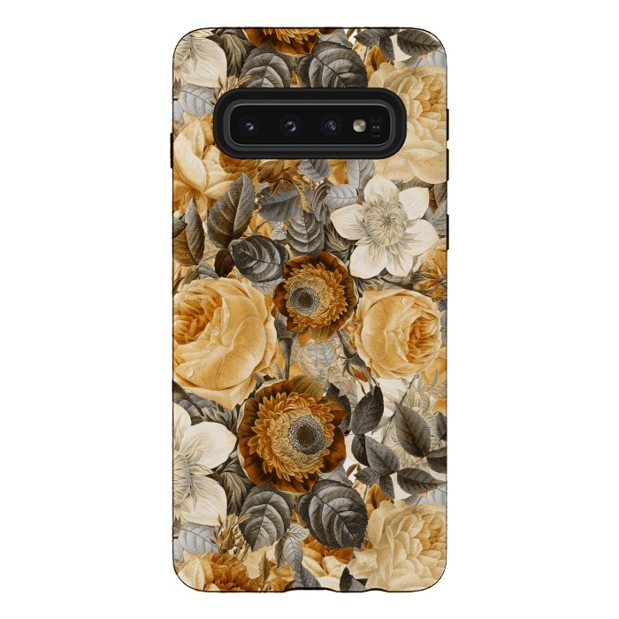 Galaxy S10 StrongFit luxuriantly gold vintage floral pattern by  Utart