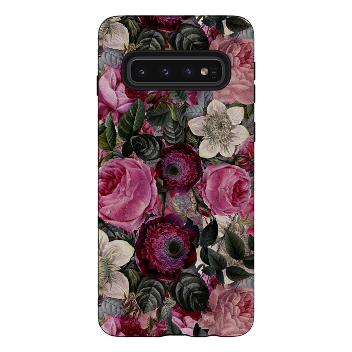 Galaxy S10 StrongFit Purple and Pink Retro Flower Roses Pattern by  Utart