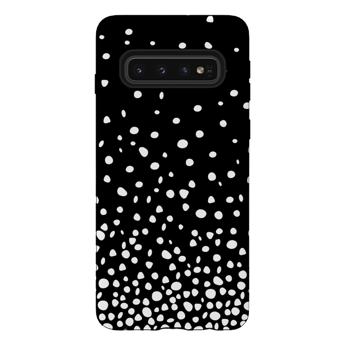 Galaxy S10 StrongFit White on Black Polka Dot Dance by DaDo ART