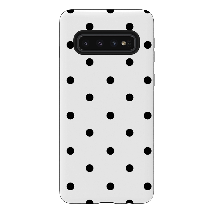 Galaxy S10 StrongFit Simply black polka dots on white  by DaDo ART