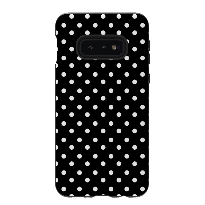 Galaxy S10e StrongFit Cute little white polka dots on black by DaDo ART
