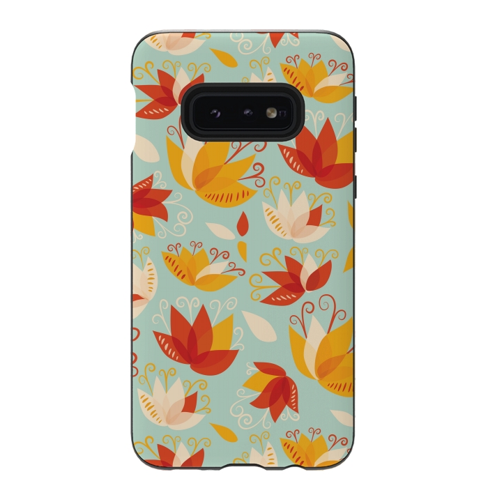 Galaxy S10e StrongFit Whimsical Abstract Colorful Lily Floral Pattern by Boriana Giormova